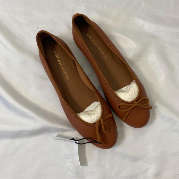 NEW Margaux The Demi Saddle Napa Brown Elegant Preppy Leather Ballerinas US 7 - Picture 4 of 8
